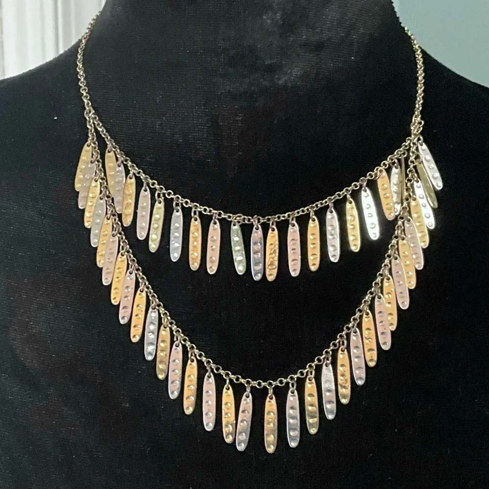 Romulo Saria Two Toned Double Layered Statement Necklace